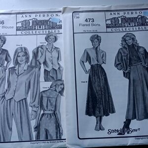 Ann Pearson 2 Vintage Sewing  Patterns. Uncut. #346/473 Designer Blouse & Skirt
